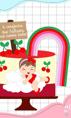 Arquivo de Corte Topo de Bolo Menina Baby Cerejinha 003