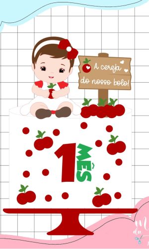 Arquivo de Corte Topo de Bolo Menina Baby Cerejinha 004