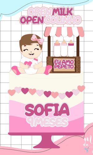 Arquivo de Corte: Topo de Bolo Menina Bebê Open Milk 002