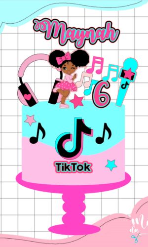 Arquivo de Corte: Topo de Bolo Menina Cacheada Tik Tok 008