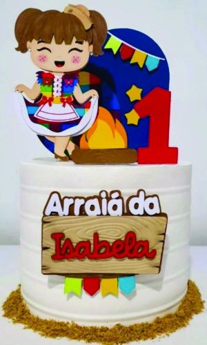 Arquivo de Corte: Topo de Bolo Menina Caipira Arraiá 143