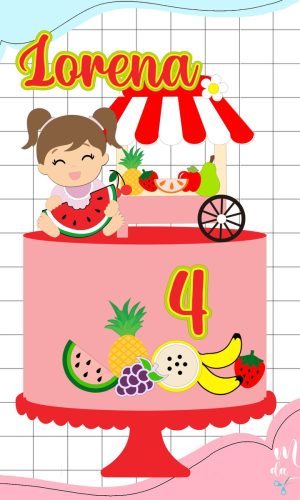 Arquivo de Corte: Topo de Bolo Menina Frutinhas 022