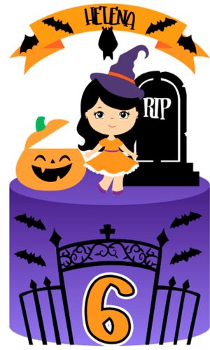 Arquivo de Corte: Topo de Bolo Menina Halloween 024