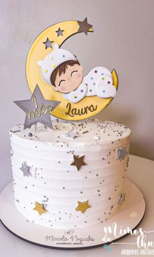 Arquivo de Corte: Topo de Bolo Menino Bebê na Lua 001