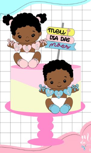 Arquivo de Corte: Topo de Bolo Meu 1º Dia das Mães Bebês 051