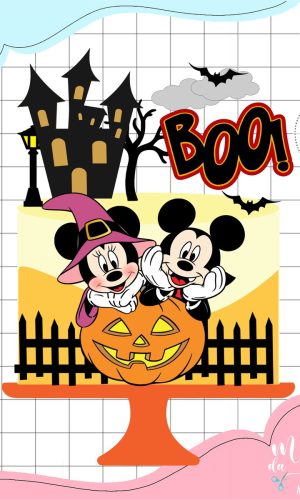 Arquivo de Corte Topo de Bolo Mickey e Minnie Halloween 069