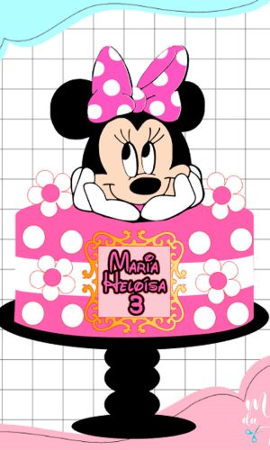 Arquivo de Corte: Topo de Bolo Minnie Rosa Camadas 015