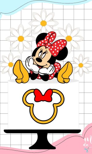 Arquivo de Corte: Topo de Bolo Minnie Vermelha Sentada 034