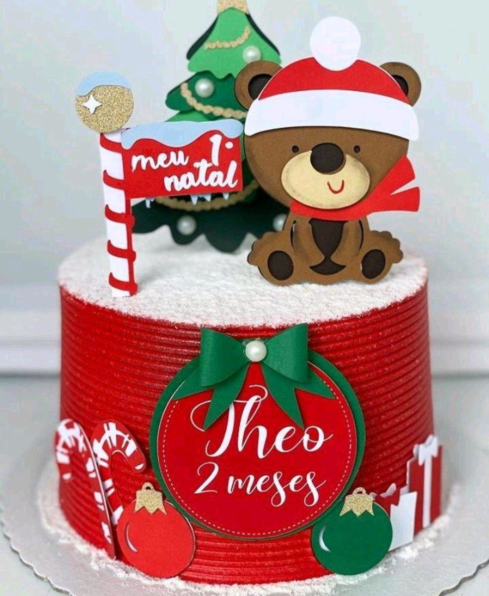 Arquivo de Corte Topo de Bolo Natal - Camadas #2257 Studio