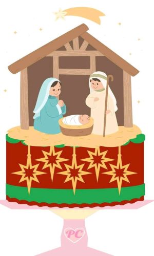 ARQUIVO DE CORTE TOPO DE BOLO NATAL PRESÉPIO (#1611) STUDIO