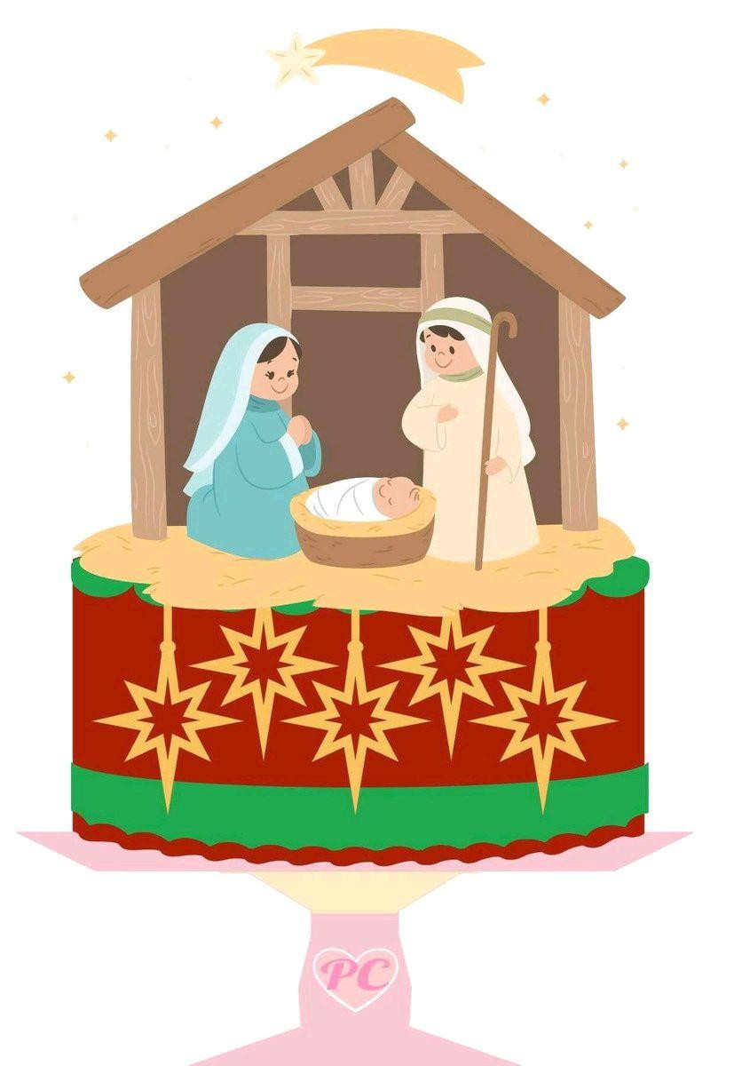 ARQUIVO DE CORTE TOPO DE BOLO NATAL PRESÉPIO (#1611) STUDIO
