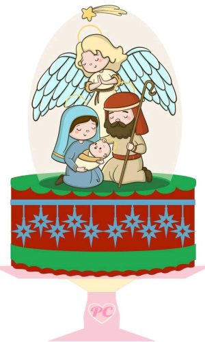 ARQUIVO DE CORTE TOPO DE BOLO NATAL PRESÉPIO (#1612) STUDIO