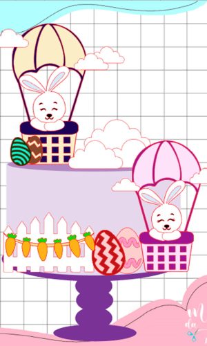 Arquivo de Corte:topo de Bolo Páscoa Coelhinhos no Balão 159