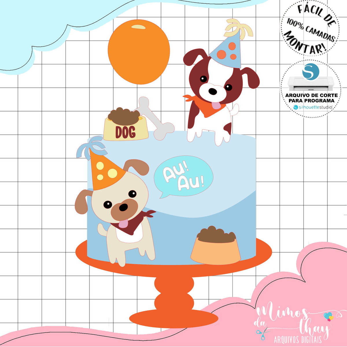 Arquivo de Corte: Topo de Bolo Pet Cachorrinho 005