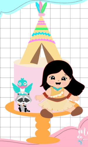 Arquivo de Corte: Topo de Bolo Pocahontas Baby 004