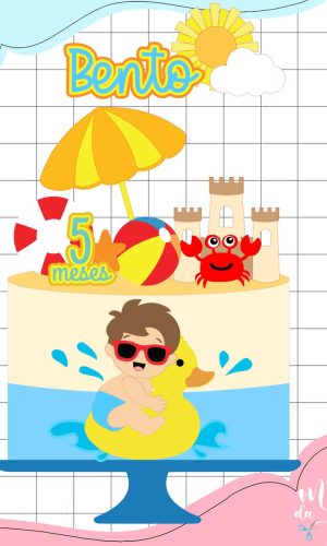 Arquivo de Corte: Topo de Bolo Praia Menino na Boia 034