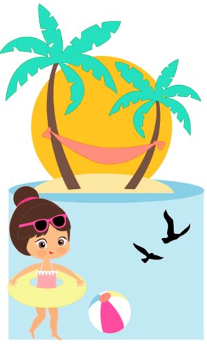 Arquivo de Corte: Topo de Bolo Praia Verão Menina 009
