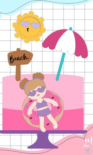 Arquivo de Corte: Topo de Bolo Praia Verão Menina 028