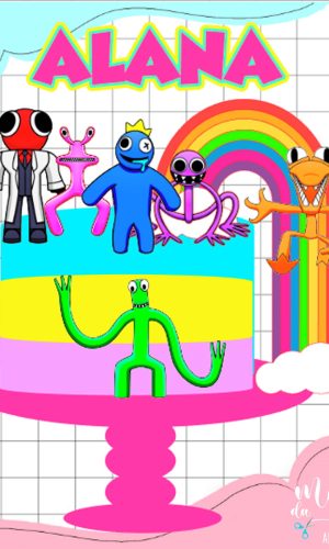 Arquivo de Corte: Topo de Bolo Rainbow Friends 001