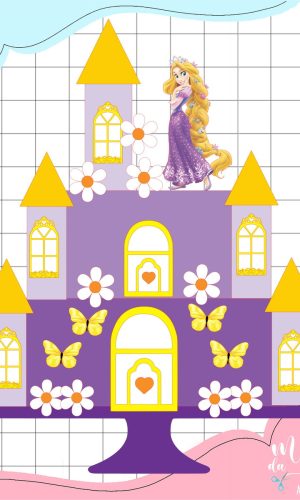 Arquivo de Corte: Topo de Bolo Rapunzel + Castelo 3d 006