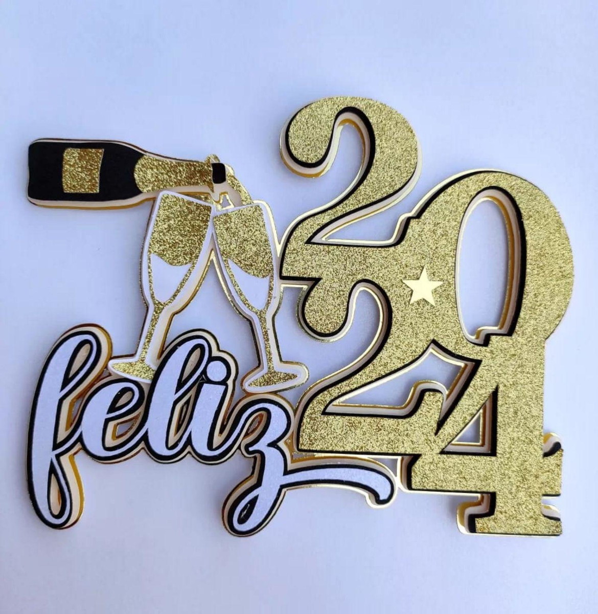 Arquivo de Corte Topo de Bolo Reveillon Ano Novo 2024 #16810