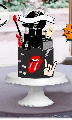 ARQUIVO DE CORTE TOPO DE BOLO ROCK IN ROLL EM CAMADAS