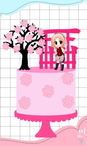 Arquivo de Corte: Topo de Bolo Sakura 003