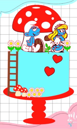 Arquivo de Corte: Topo de Bolo Smurfs 003