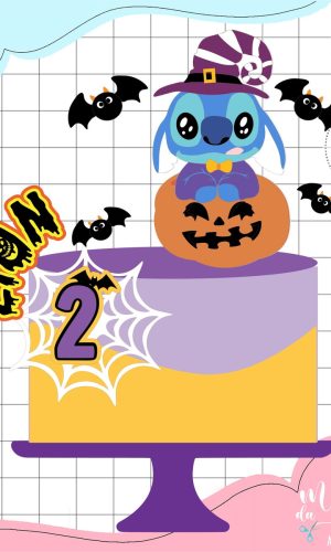 Arquivo de Corte Topo de Bolo Stitch Halloween 068