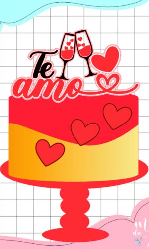 Arquivo de Corte: Topo de Bolo Te Amo Dia dos Namorados 027