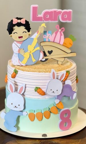 Arquivo de Corte: Topo de Páscoa Coelhinhos e Menina 242