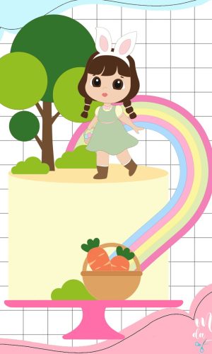 Arquivo de Corte: Topo de Páscoa Menina e Arco Iris 232