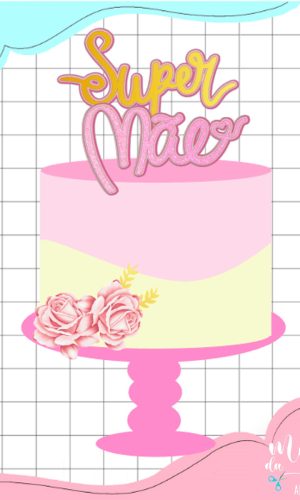 Arquivo de Corte: Topo Dia das Mães Super Mãe + Flor 3d 046