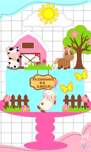 Arquivo de Corte: Topo Fazendinha Rosa Menina 015