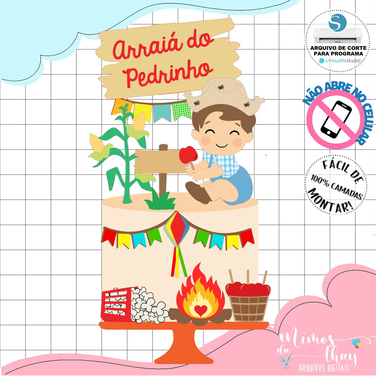 Arquivo de Corte Topo Festa Junina Menino Caipira Arraiá 167 - Imagem 2