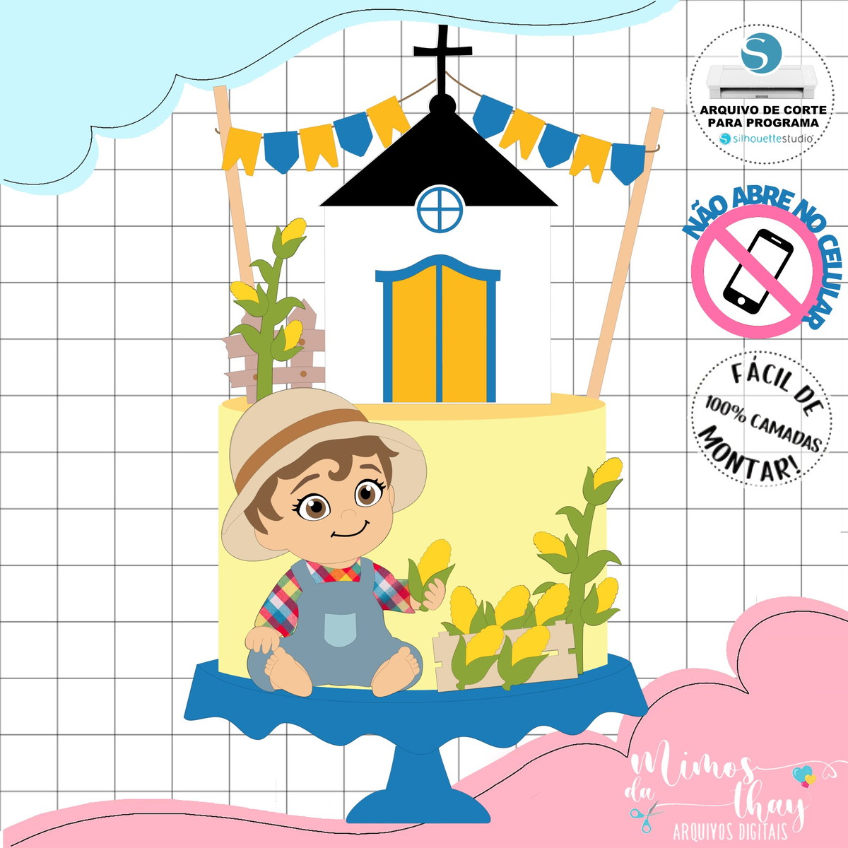 Arquivo de Corte Topo Festa Junina Menino Caipira Arraiá 185