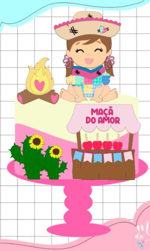 Arquivo de Corte: Topo Junino Caipira Menina Baby Arraiá 089