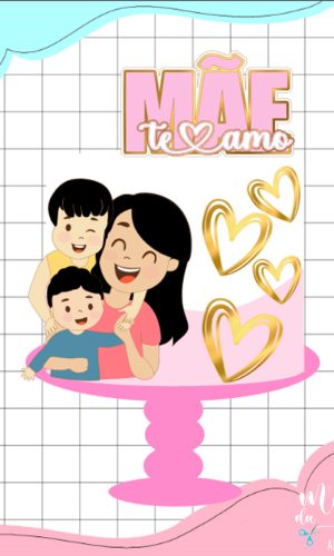 Arquivo de Corte: Topo de Bolo Mãe e Filhos Dia das Mães 042