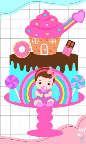 Arquivo de Corte: Topo Menina Baby Doces e Guloseimas 006