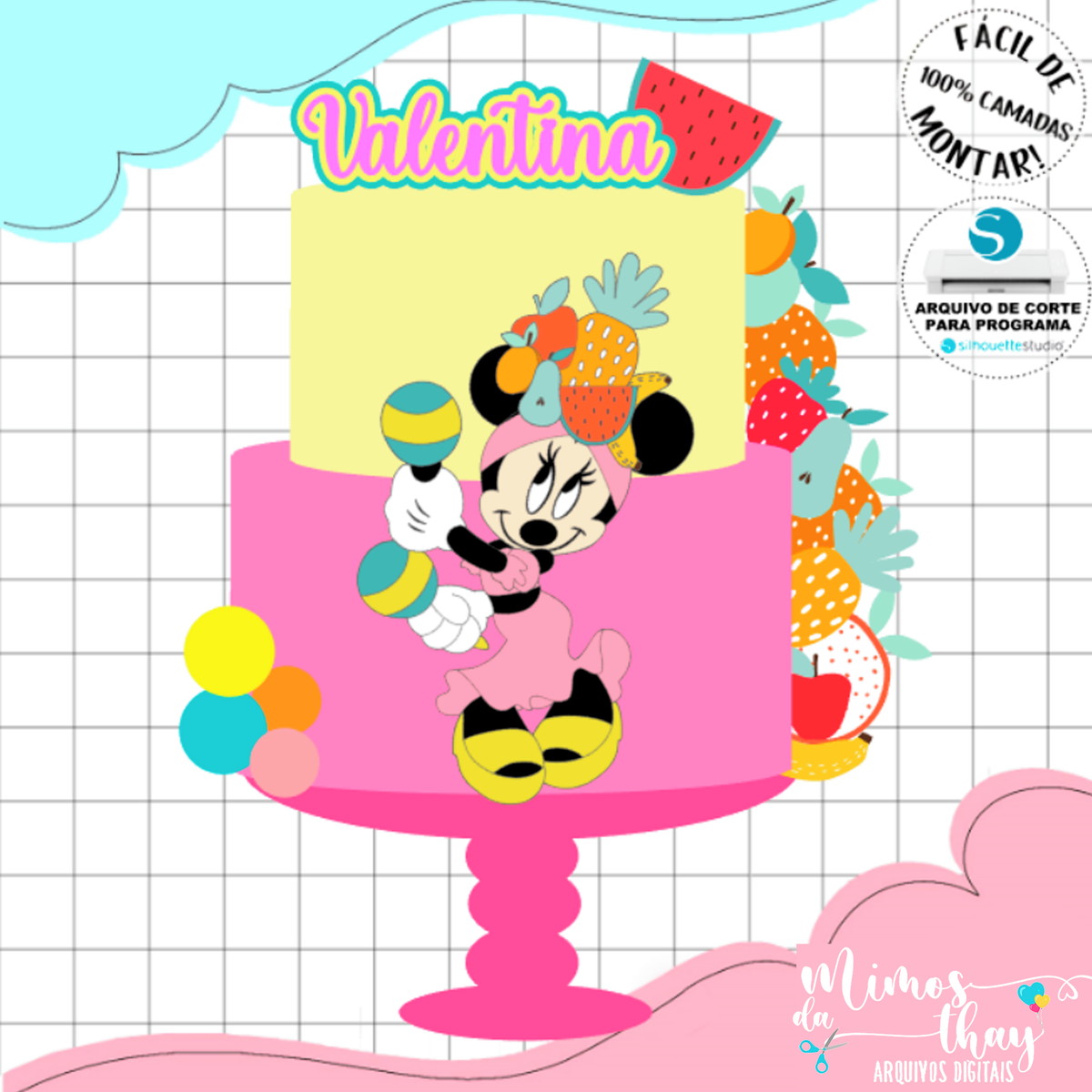 Arquivo de Corte: Topo Minnie Frutaria Carmen Miranda 023