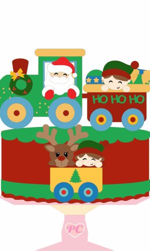 Arquivo de Corte: Topo Papai Noel no Trem 079