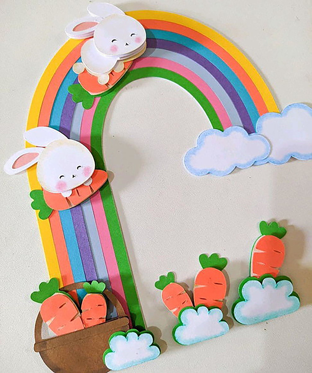 KIT C/ 5 ARQUIVO DE CORTE COELHINHOS NO ARCO IRIS PÁSCOA 003 - Imagem 3