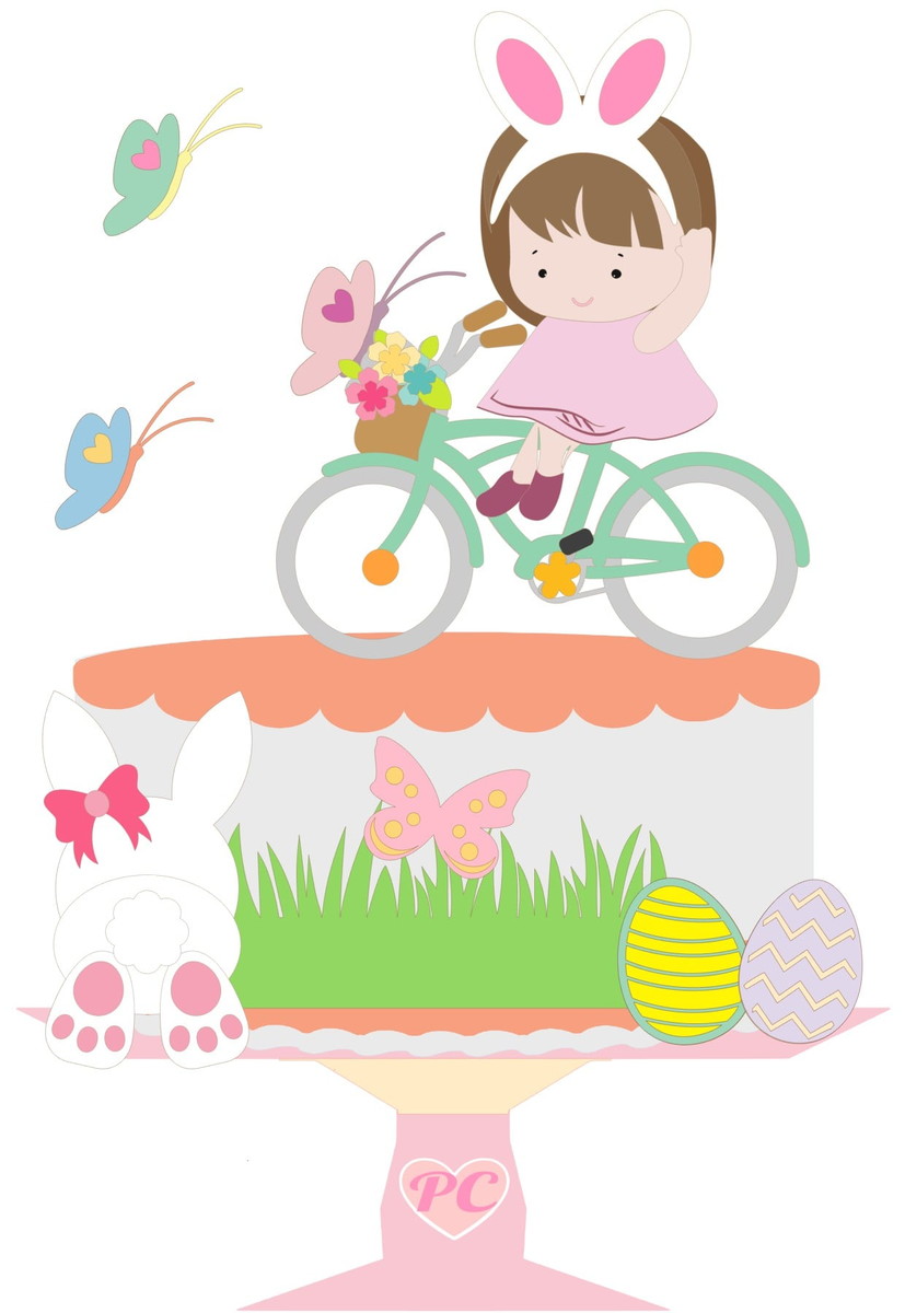 KIT C/ 5 ARQUIVO DE CORTE: MENINA NA BICICLIETA PÁSCOA 006