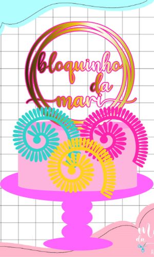 Arquivo de Corte: Topode Bolo Carnaval Circular +flor 3d 058