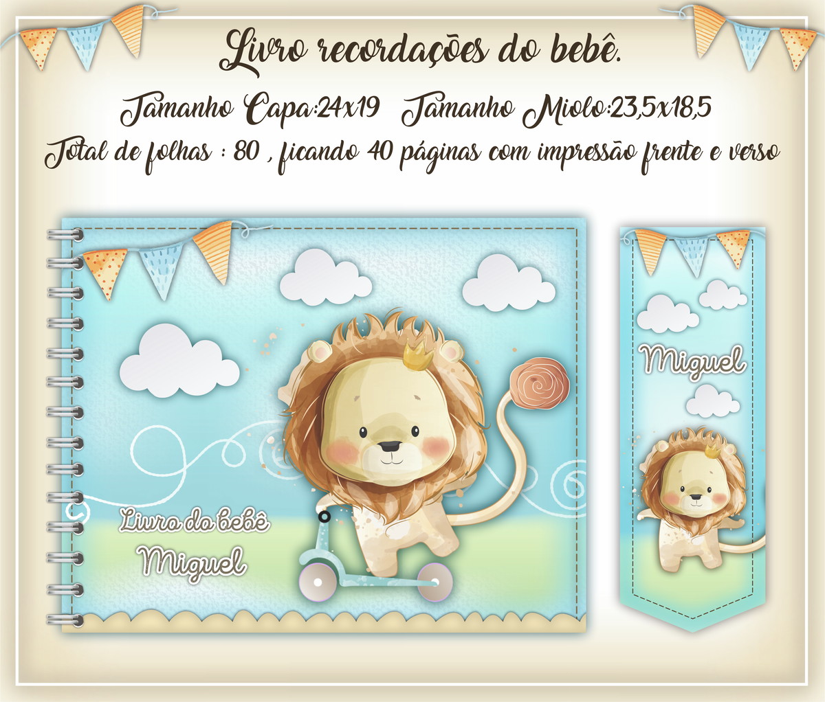 Kit c/ 5: Arquivo Digital Livro do Bebê Leãozinho
