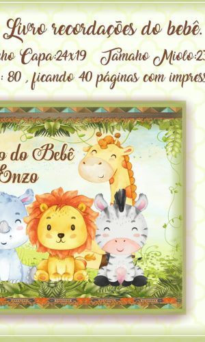 Kit c/ 5: Arquivo Digital Livro do Bebê Safari