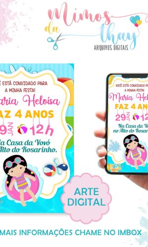 Arquivo Digital: Convite Pool Party Menina