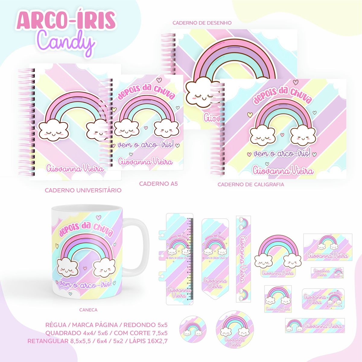 Arquivo Digital - Etiqueta Escolar (arco-íris) D