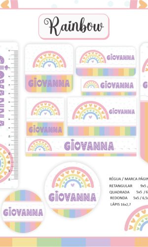 Arquivo Digital Etiqueta Escolar Arco Iris