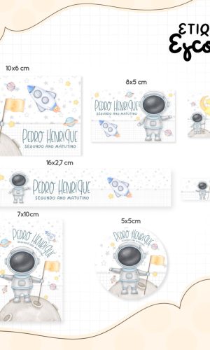 Arquivo Digital Etiqueta Escolar Astronauta